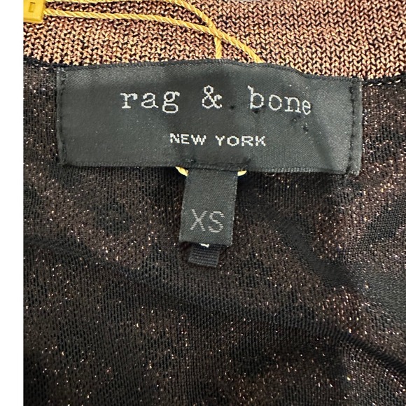 Rag & Bone Womens XS Amanda Metallic Dress Knit Sleeveless Sheath Copper Black - Picture 4 of 9